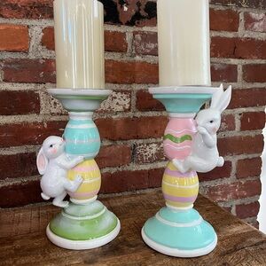 Martha Stewart adorable Easter bunny candlestick holders new with tags